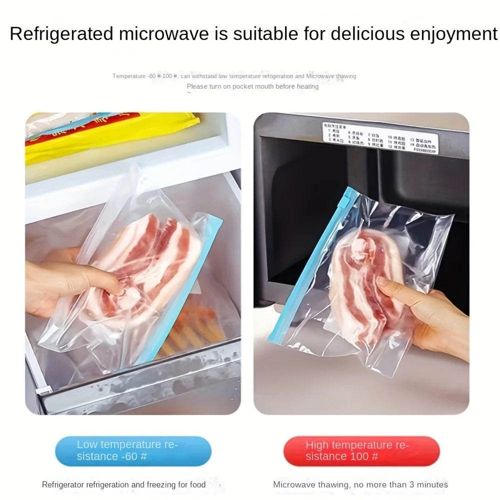 Leak proof freezer bag with zipper lock - reusable, fresh-keeping and sealed food storage bag, suitable for kitchen organization
