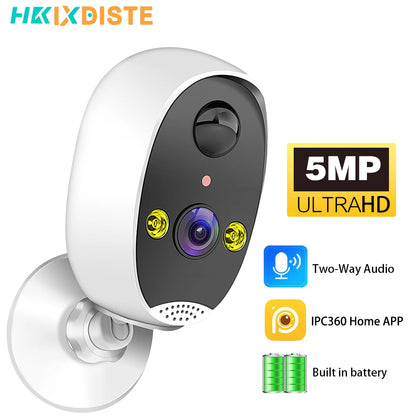 Home Battery IP Cameras Outdoor 5MP Wireless WiFi Security Human Detection Alarm Video Recording Surveillance Camera IPC360 Home