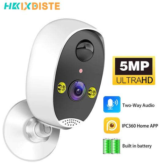 Home Battery IP Cameras Outdoor 5MP Wireless WiFi Security Human Detection Alarm Video Recording Surveillance Camera IPC360 Home
