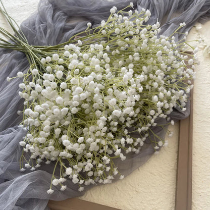 Artificial Plastic Soft Rubber Gypsophila Babys Breath Flower Branches Wedding Bouquet Floral Arrangement Accessories Home Decor