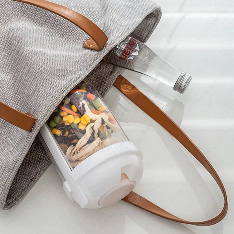 Portable DIY Salad Cups Breakfast Cereal Nut Yogurt Container Set with Fork Sauce Bottle Picnic Food Container Bento Lunch Box