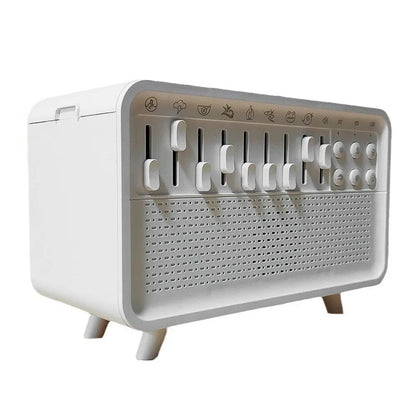 White Noise Sleep Sound Machine Flame Air Diffuser Humidifier with BT Speaker and Night Light Essential Oil Diffuser for Bedroom