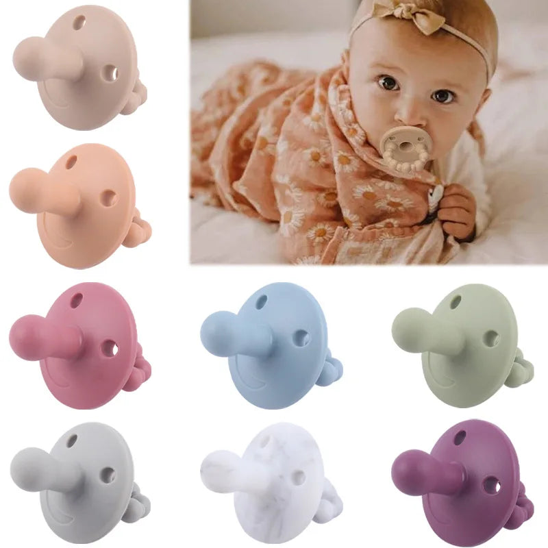 Baby Silicone Pacifier Newborn Infant Chewing Supplies Nipple Dummy Soft Teether Toy Food Grade Silicone Nursing Accessories