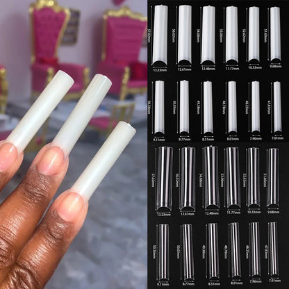 504Pcs Press On Nails 3XL Square Straight Extra Long False Nails Clear Natural Full Cover Acrylic Fake Nail Tips Manicure Tools