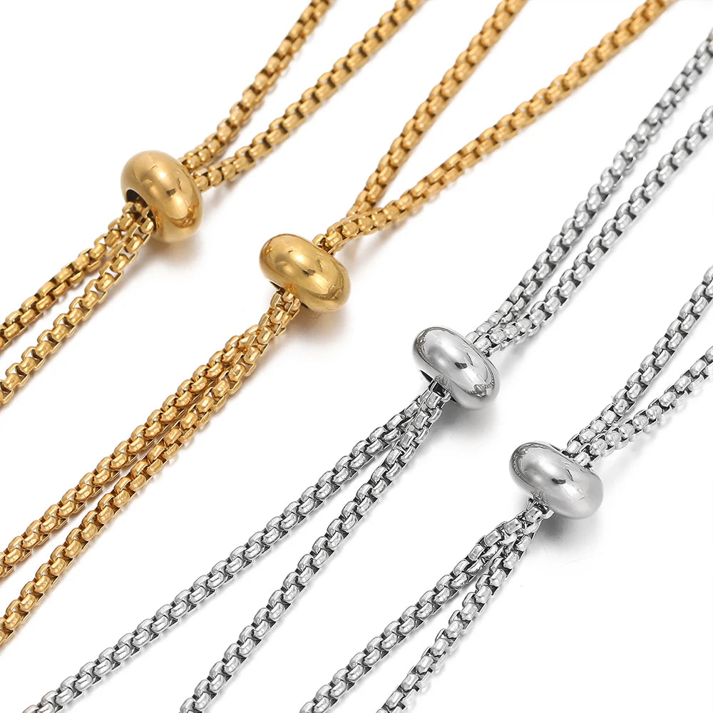 3pcs/lot Adjustable 304 Stainless Steel Bracelet Makings Slider Extender Box Chains with Ball Ends for DIY Jewelry Making