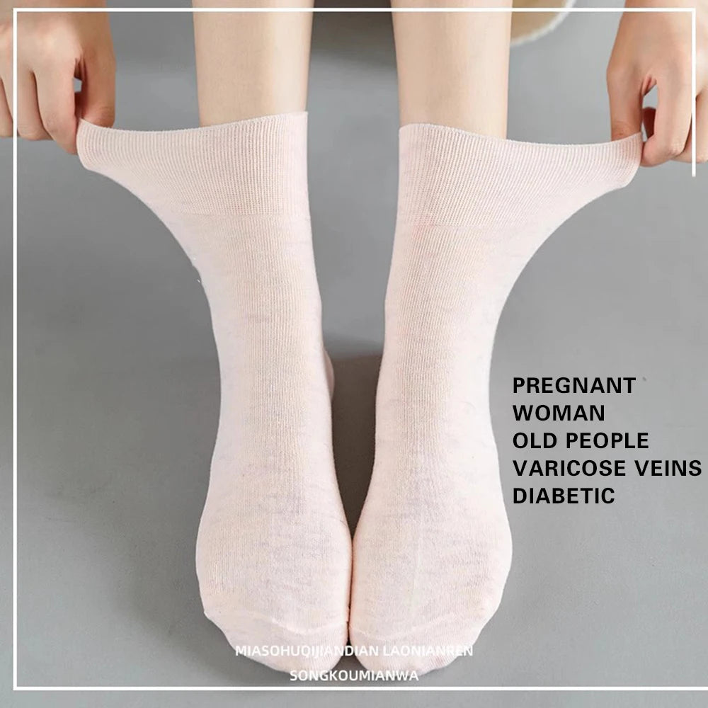 5 Pairs Diabetic Non Binding Socks For Women Pregnant woman elderly long socks Comfortable breathable black white socks women