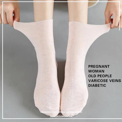 5 Pairs Diabetic Non Binding Socks For Women Pregnant woman elderly long socks Comfortable breathable black white socks women