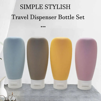4-Piece Silicone Leak-Proof Travel Bottle for Business Trip Portable Refillable Squeezable Container for Toiletries Lotion