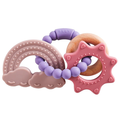 Baby Silicone Teethers Rattle Toys Newborn Chew Food Grade Teethers Training Bed Toy Baby Silicone Soothing Toy Accessories Gift