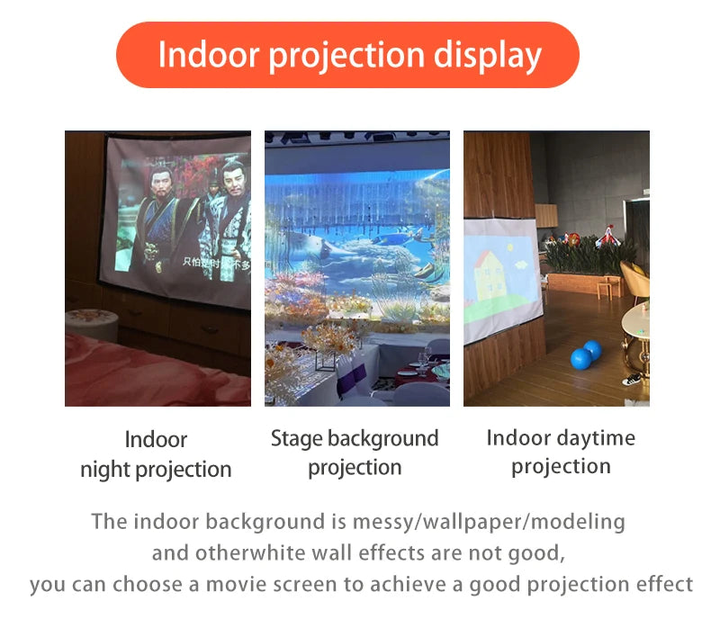 60-200 Inch Portable Foldable Projector Screen High Density White Less Creases Soft Projection Screen 16:9 Indoor Outdoor