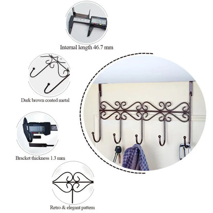 Five Hooks Hooks Over Door Towel Clothes Hat Bag Over Door Bathroom Hanger Hanging Coat Cloth