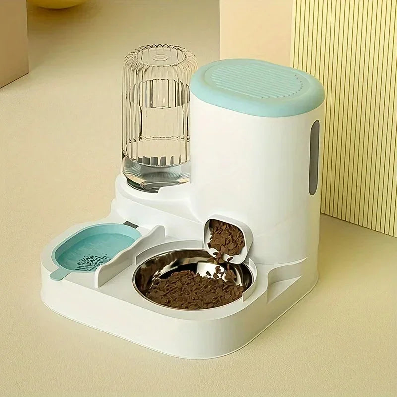 Automatic Cat Feeder and Water Dispenser Non-Electric Easy-Clean Large Capacity Pet Feeding Station for Cats and Small Dogs
