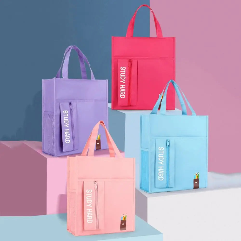 Shopping Bag Student Tutorial Bags Portable with Pencil Case Children Art Bag Large Capacity Travel Bag School Information Bag