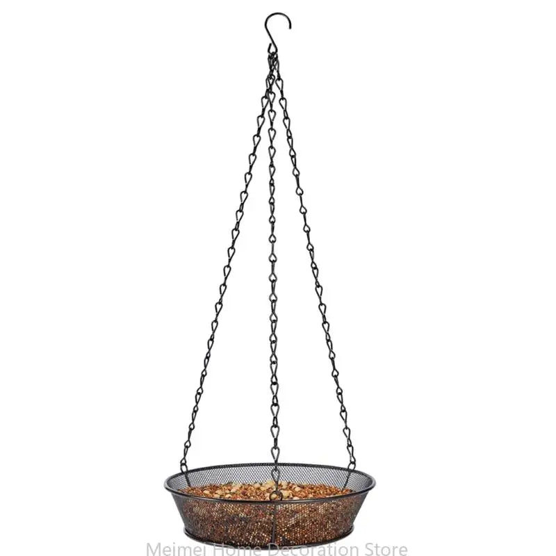 H7BF Hanging Bird Feeder Tray Metal Mesh Seed Dish Feeders Outside Platform Garden Decoration Backyard Attracting Birds