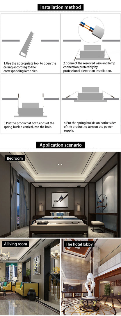 LED tube light 3W 5W 7W 9W 12W 15W embedded ceiling light AC 220V bedroom corridor living room ceiling light spotlight