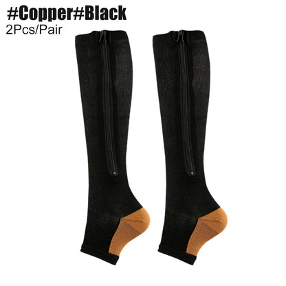 1Pair Medical Compression Socks - Open Toe 15-20 MmHg Zipper Compression Diabetic Socks, Improves Blood Circulation,Reduces Pain