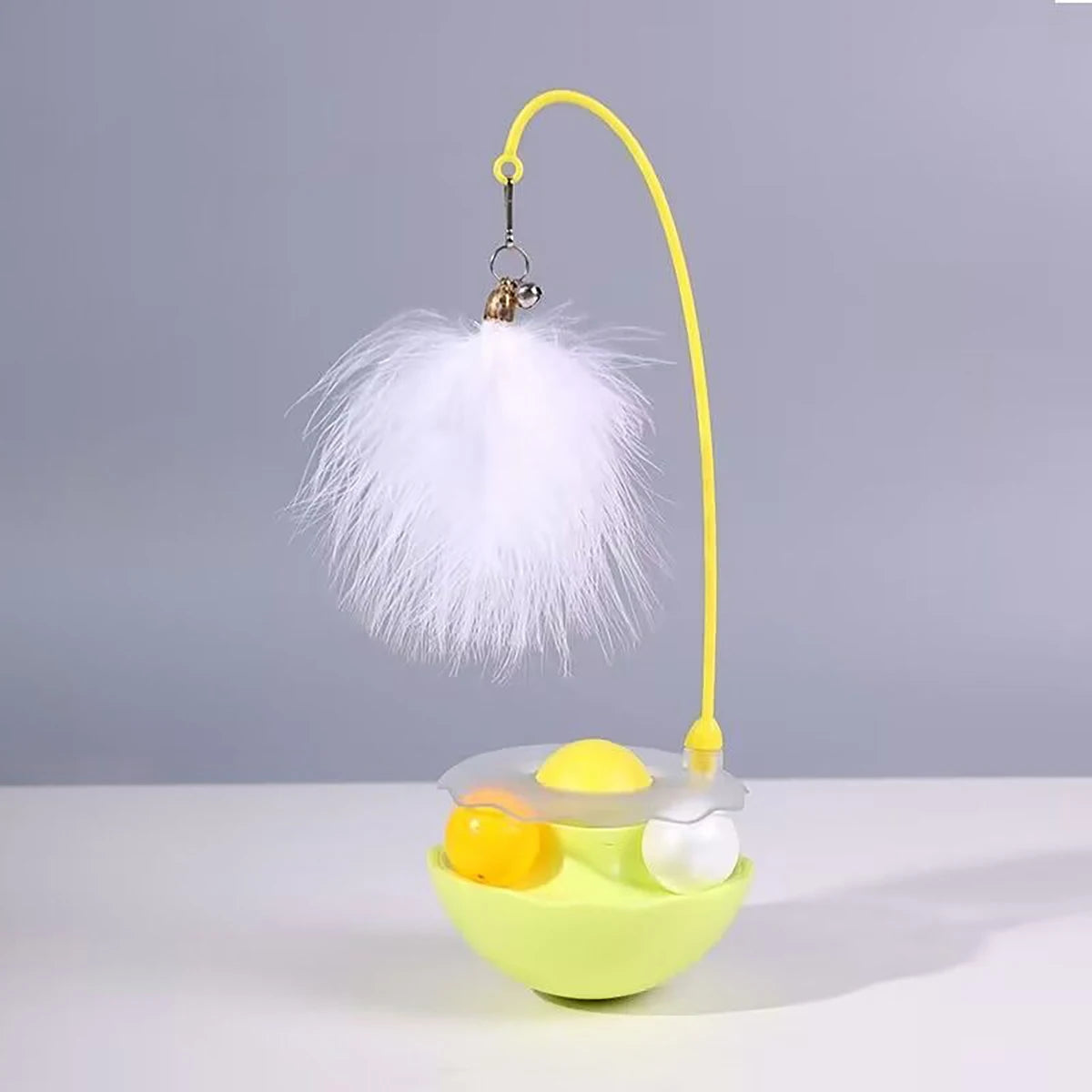 Interactive Cat Tumbler Toy, ABS Base with Feathers & Rolling Balls, Reduces Boredom & Destructive Behavior