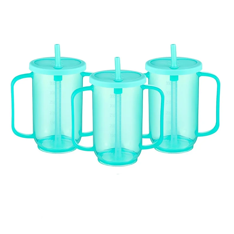RALCA-12 Oz Plastic Sippy Cups 3 Pcs , Spill Proof Design For Adults For Elderly Disabled Dysphagia Patients  Use