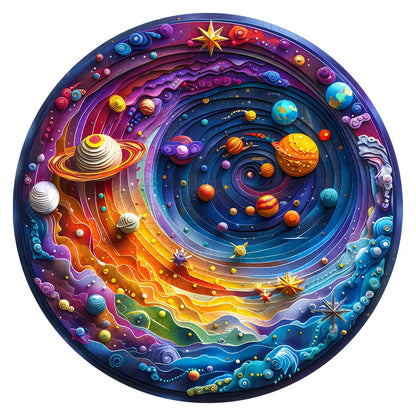 A Space Themed Wooden Puzzle Suitable For Adults - Challenging Irregular Shaped Intellectual Puzzle, Environmentally Friendly