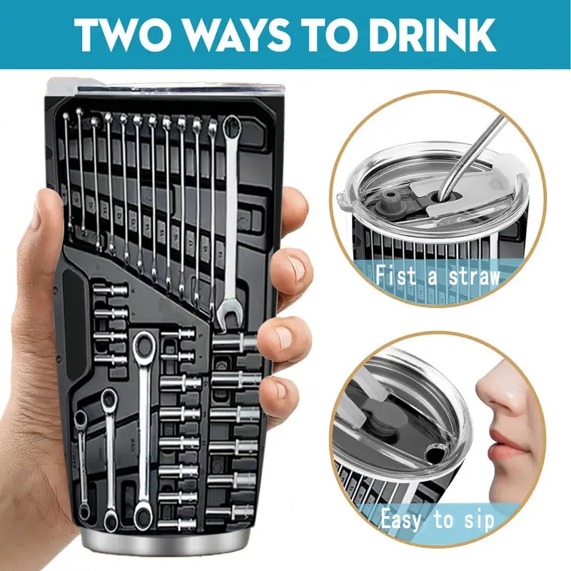 1 Piece 20 oz Insulated Stainless Steel Car Cup with Spill-Proof Lid and Removable Straw Suitable for Cold Drink, Camping, Travel, Unique Holiday Gift