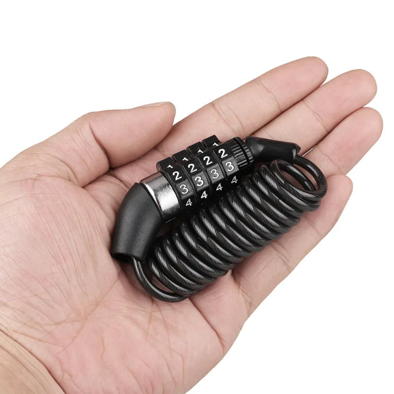 Bicycle Lock Helmet Lock Bicycle Safety Lock Password Rope Lock Steel Wire Lock Mountain Bike Backpack Lock Portable Steel