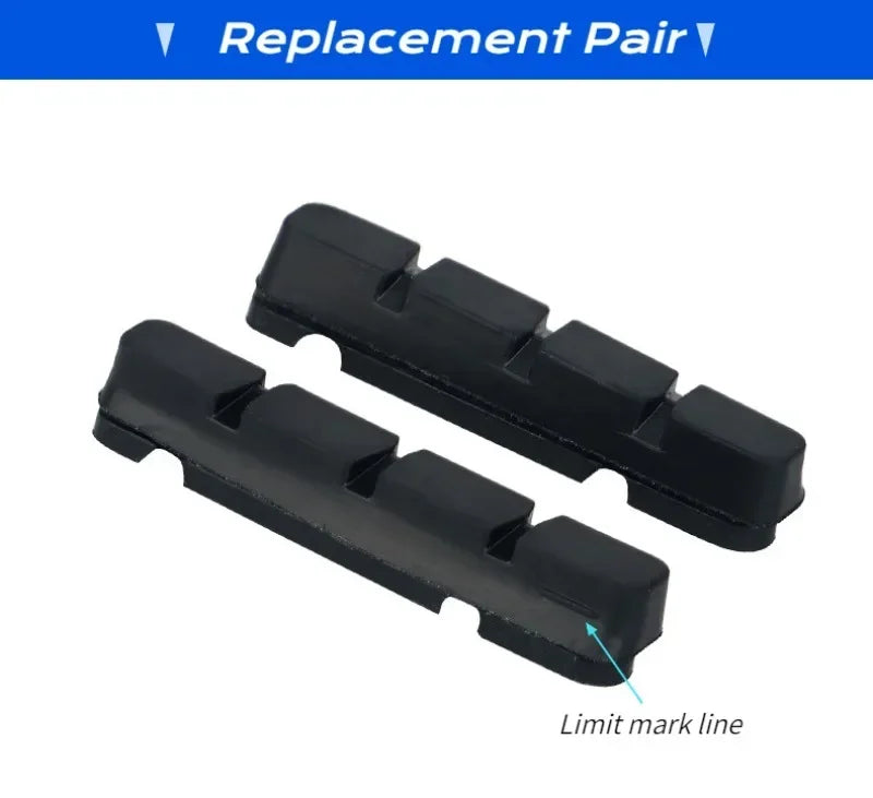 A Pair 55MM Brake Pads for Road Bikes with Metal Rings C-brake Pads Replaceable Brake Blocks Aluminium Alloy Block Bicycle Parts