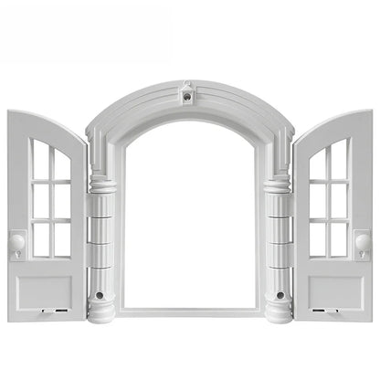 French Cat Door French Pet Free Entry and Exit Double Door ABS Cat Door Dog Door Hole with Door Curtain Cat Door