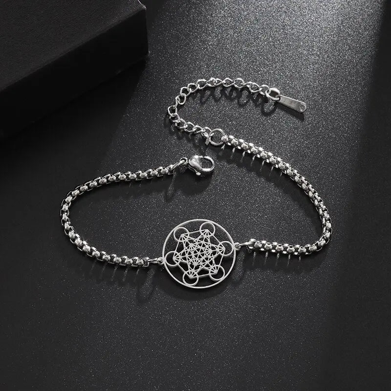 Angel Seal Archangel Metatron Cube Bracelet Women Men Salomon Box Chain Bracelet Stainless Steel Jewelry Gift