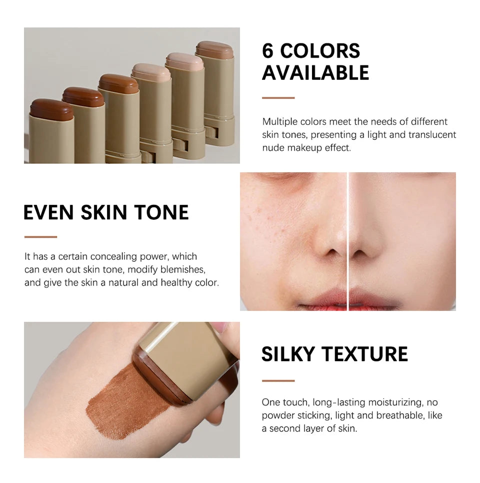 Magic Eraser Foundation Stick Serum Boosted Skin Tint Foundation Stick Smooth Plumper Hight Coverage Travel Bronze Foundation