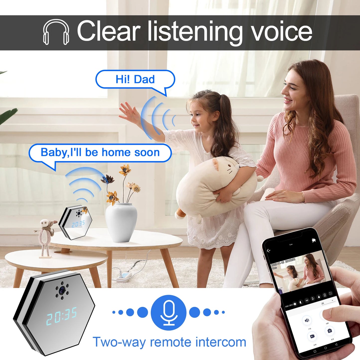 Indoor home surveillance camera, mobile phone, remote network, HD night vision, wireless camera, caretaker