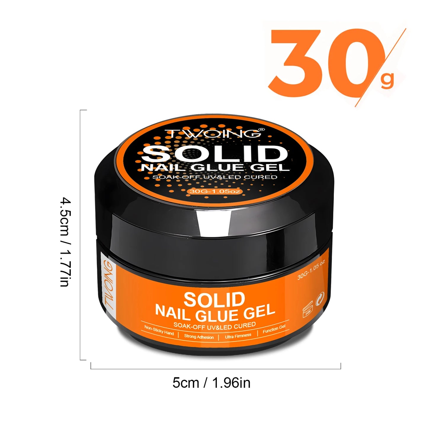 30g Solid Nail Glue Gel for False Nail Tips, Huge Capacity Press on Nail Glue Strong Adhesive Solid Rhinestone Glue Gel UV Glue