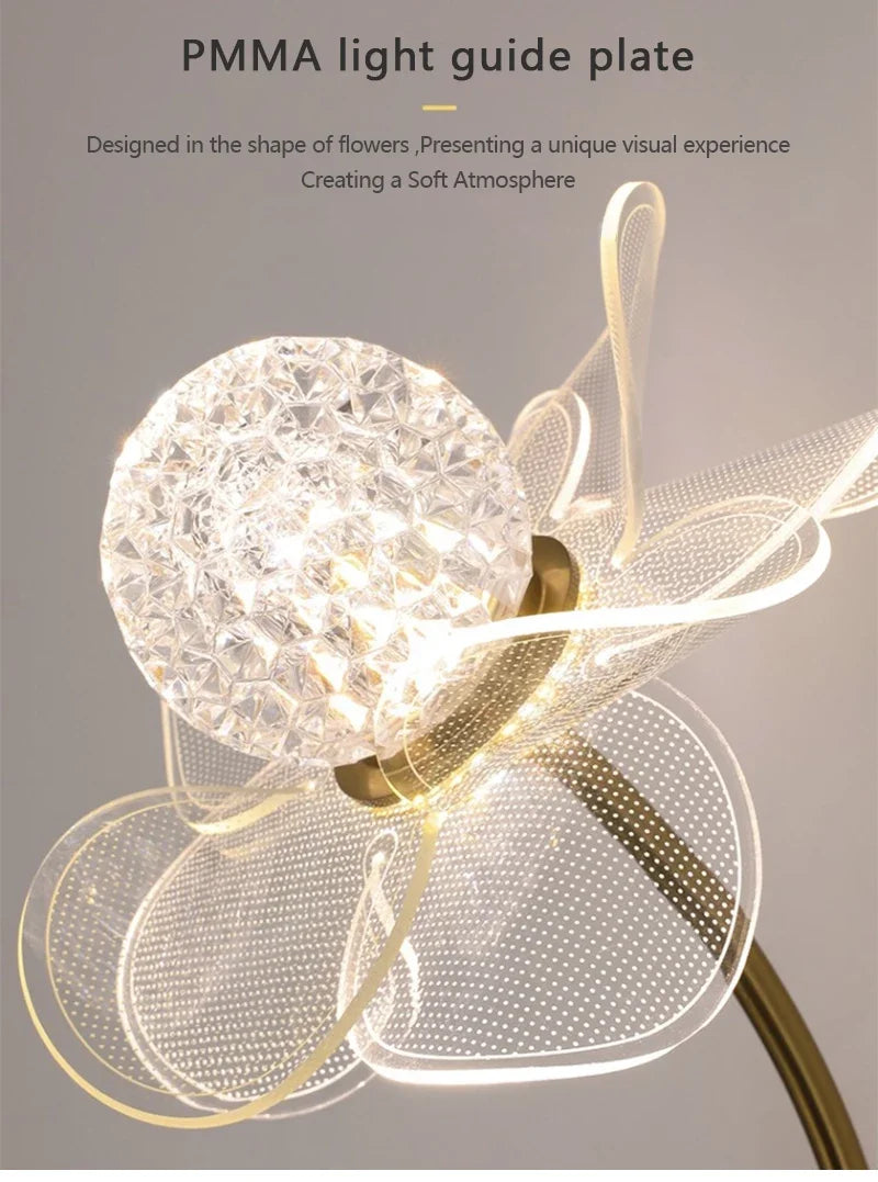 LED Wall Lamp Modern Luxury Flower Shaped Decorative Light Bedroom Bedside Study Dining Room Living Room Background Wall Lamp