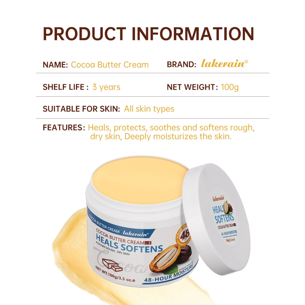 Cocoa Butter Cream Body Lotion Helps soothe rough, soften dry skin Vitamin E helps improve skin For use on body and face