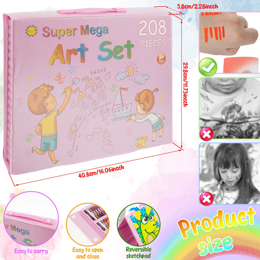 208Pcs Kids Art Set Watercolor Drawing Colored Pencils Sketch Pad Painting Drawing Tool Art Supplies School Stationery Set