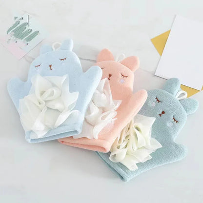 Cartoon Baby Bath Gloves Cotton Bath Towel for Children Kids Cute Animal Bath Brushes Comfortable Shower Sponge Bath Accessories
