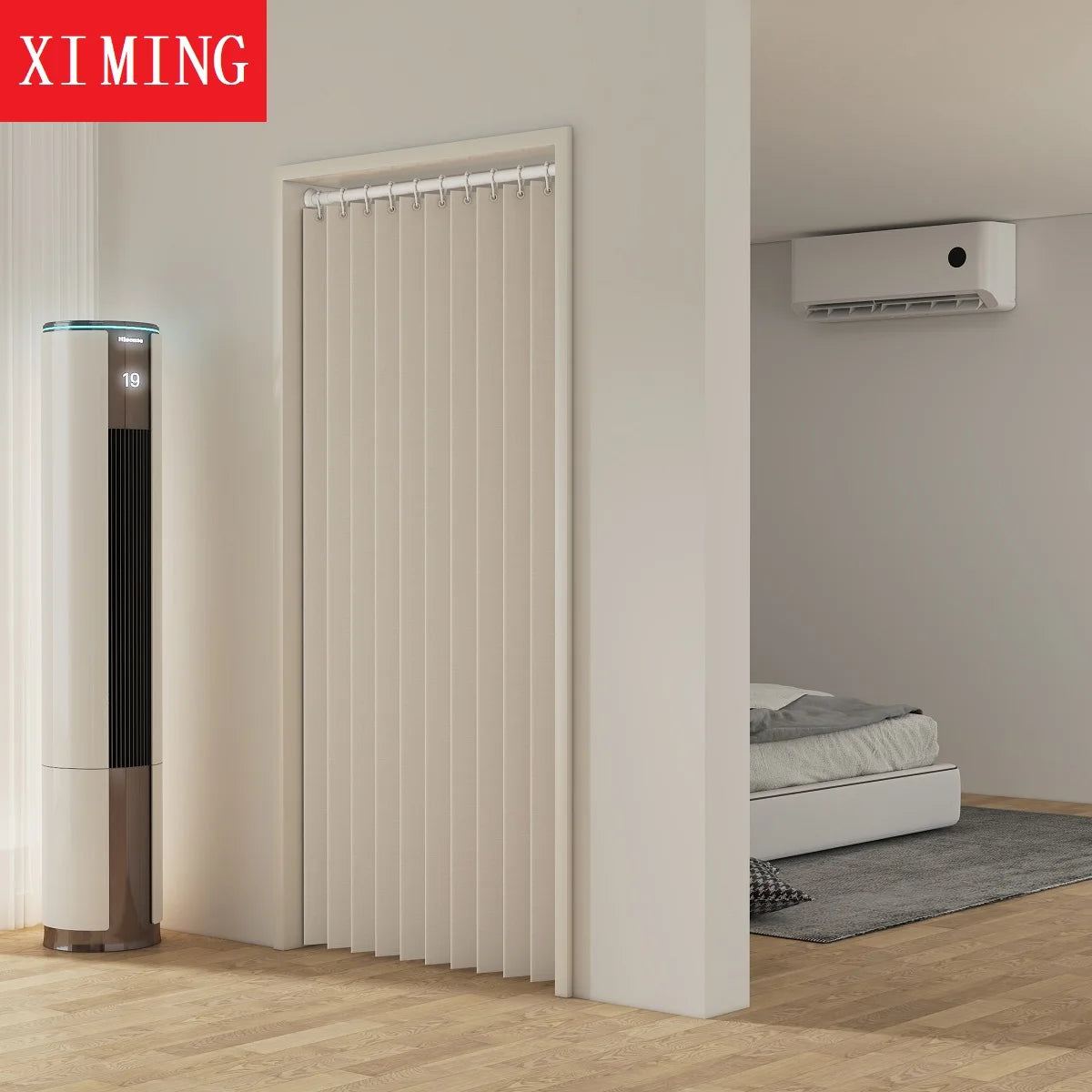 Fixed folding door curtain partition curtain household cloth curtain fitting room bedroom curtain air conditioner windproof heat