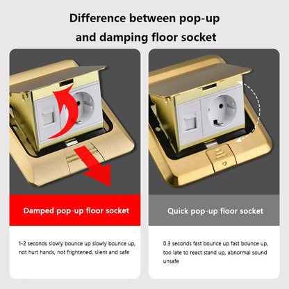 European standard hidden pop-up computer floor socket 120*120mm Gold Stainless Steel Kitchen Bedroom waterproof USB outlet plug