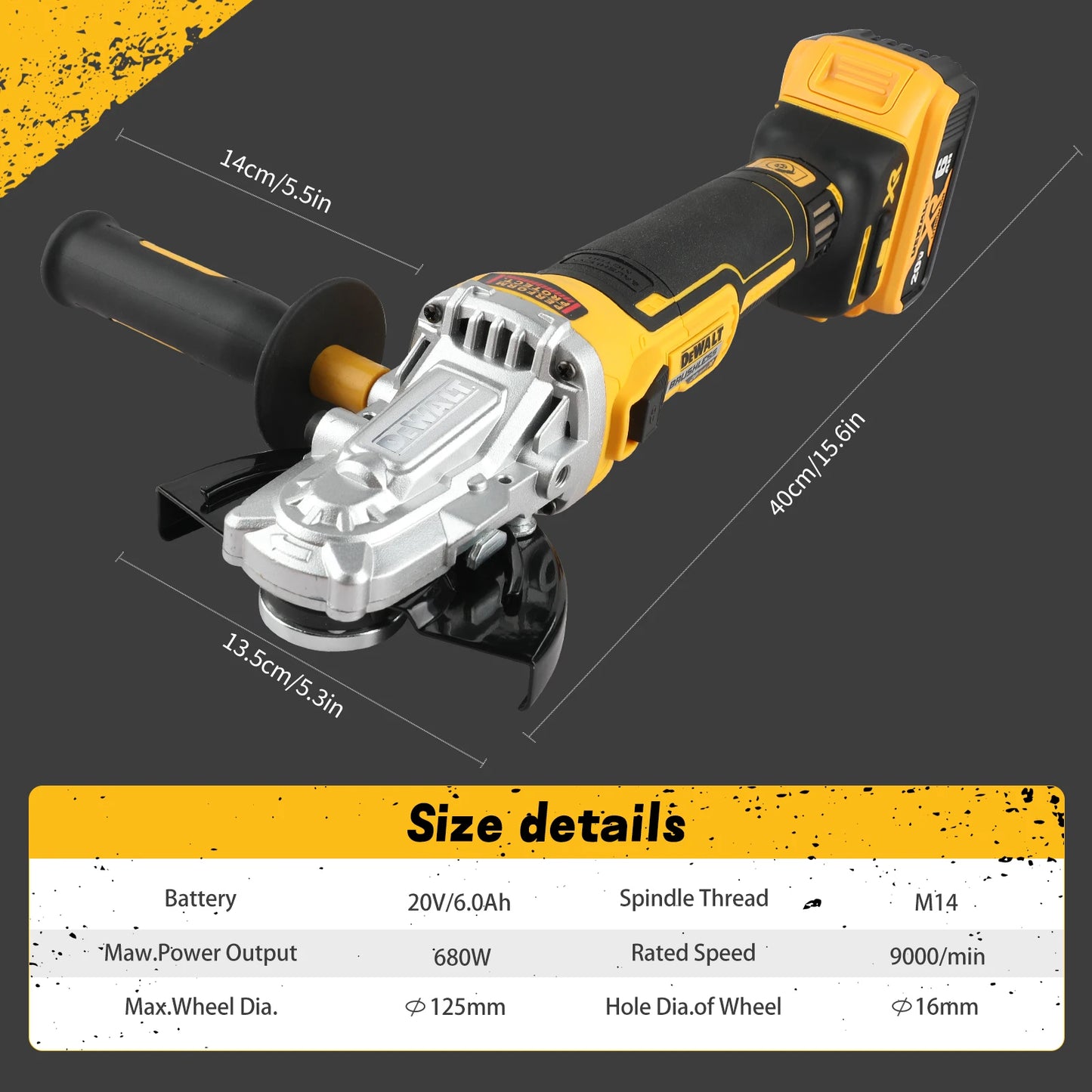 DEWALT DCG405FN Angle Grinder 20V Brushless Motor Cutting Machine 125mm Rechargeable Cordless Handheld Polishing Machine