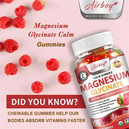 Magnesium Glycinate Gummies - Improve Sleep, Relax Nerves, Brain Health, Strengthen Muscles and Bones