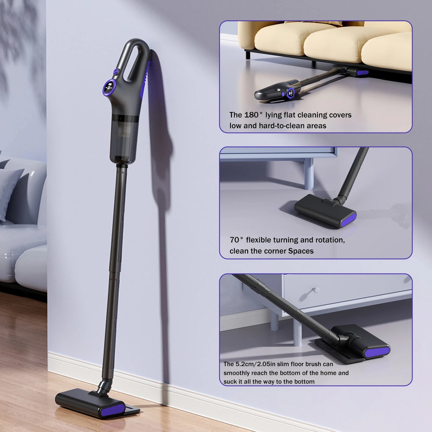 Portable Cordless Handheld Vacuum, Rechargeable, Cyclonic Suction for Car/Office/Home - Powerful & Lightweight