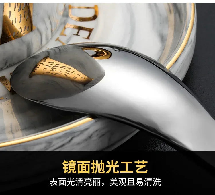 304 stainless steel spoon spoon creative fish-shaped cartoon fish spoon dessert spoon rice spoon gold-plated  stirring spoons