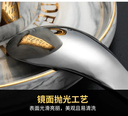 304 stainless steel spoon spoon creative fish-shaped cartoon fish spoon dessert spoon rice spoon gold-plated  stirring spoons