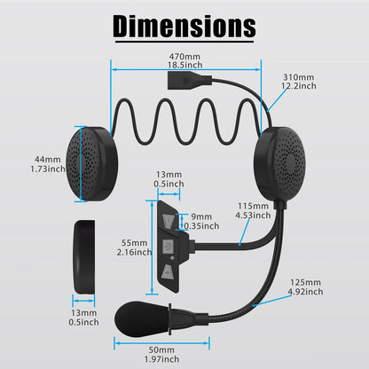 Bluetooth 5.2 Motorcycle Helmet Headset Wireless Handsfree Stereo Music Player Moto Headphone Noise Reduction Earphone With Mic