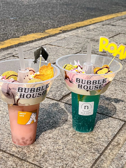 2PCS 2In1 Drink Snack Cup Bowl Bubble Milk Tea Fruit Portable Cups Stadium Tumbler Desserts Fondue Coke Water Bottle Adults Kids