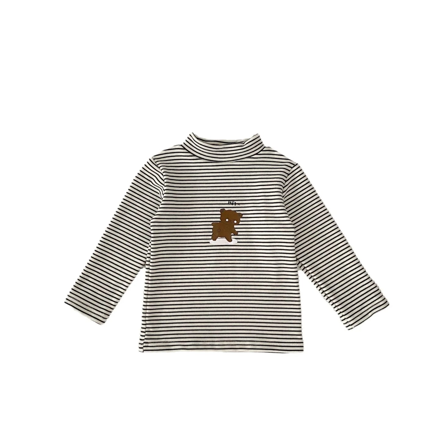2025 Autumn Kids Baby Boys Shirts Striped Long Sleeve Cotton Bear Infant Boys Tops Stretch Versatile Toddler Boys Shirts