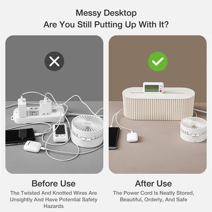 Cable Storage Cases Power Strip Boxes Cord Hider and Management Box Flexible Wire Storage Extension Hider for Desk Home Kitchen