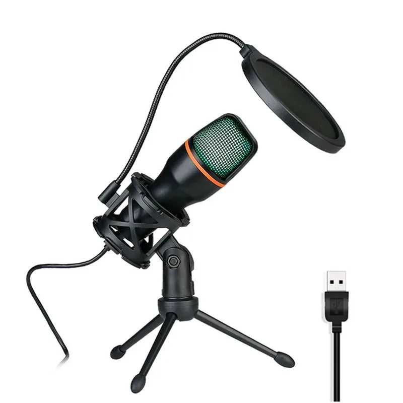 USB condenser microphone RGB desktop recording microphone suitable for PC laptops streaming media video games live streaming con