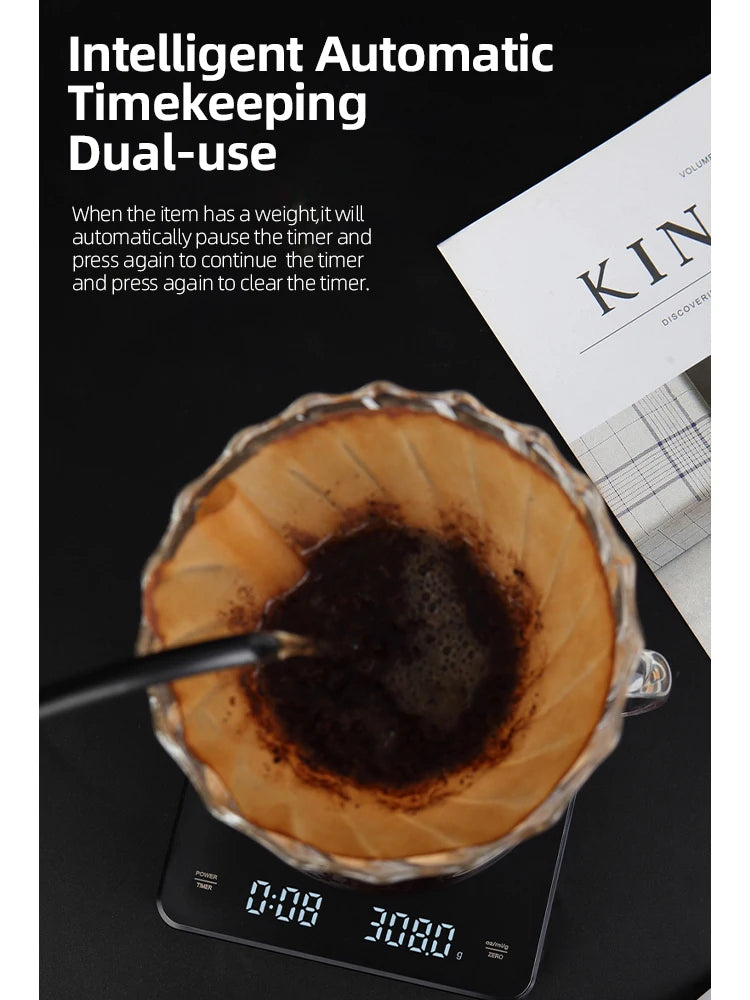 HiBREW Hand coffee timing electronic scale Weighing,Timing,Countdown professional electronic scale