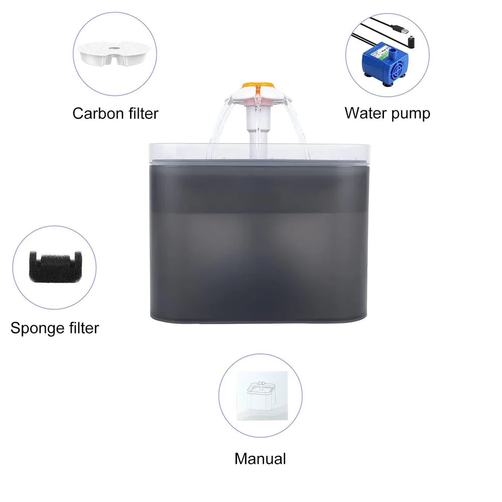 Cat Water Fountain, 67oz/2L Automatic Cat Drinking Fountain, Pet Water Fountain with LED Light and Filter for Cats and Small Dog