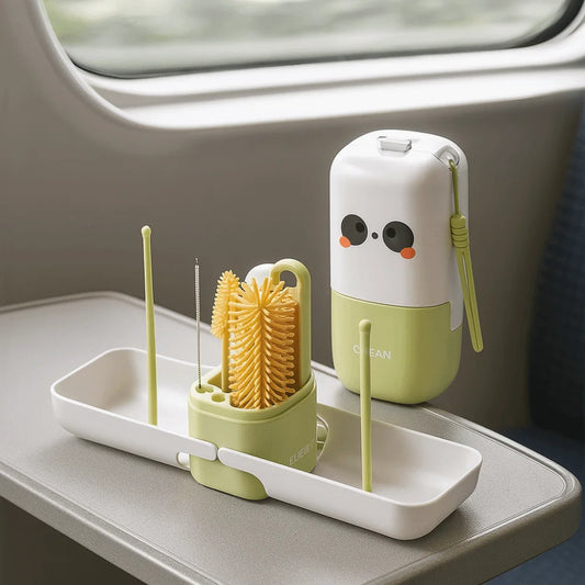 Silicone Baby Bottle Brush Set Flexible with Storage Box Cup Cleaning Brushes Soft Bristles Feeding Bottle Cleaners